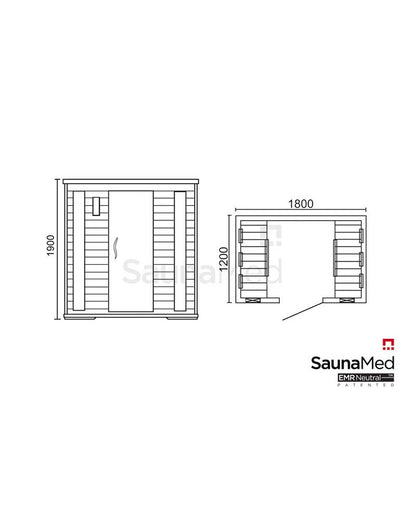 SaunaMed 4 Person Classic Hemlock FAR Infrared Domestic Indoor Sauna - EMR Neutral - 13A Plug & Play