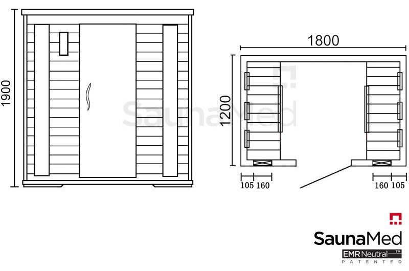 SaunaMed 4 Person Luxury Cedar FAR Infrared Domestic Indoor Sauna - Plug & Play