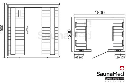 SaunaMed 4 Person Luxury Cedar FAR Infrared Domestic Indoor Sauna - Plug & Play