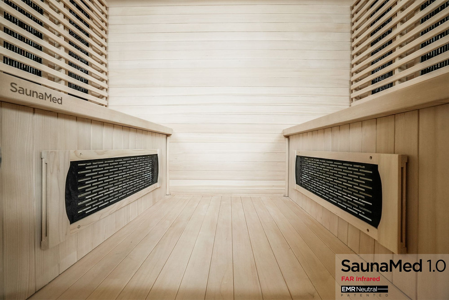 SaunaMed 4 Person Classic Hemlock FAR Infrared Domestic Indoor Sauna - EMR Neutral - 13A Plug & Play