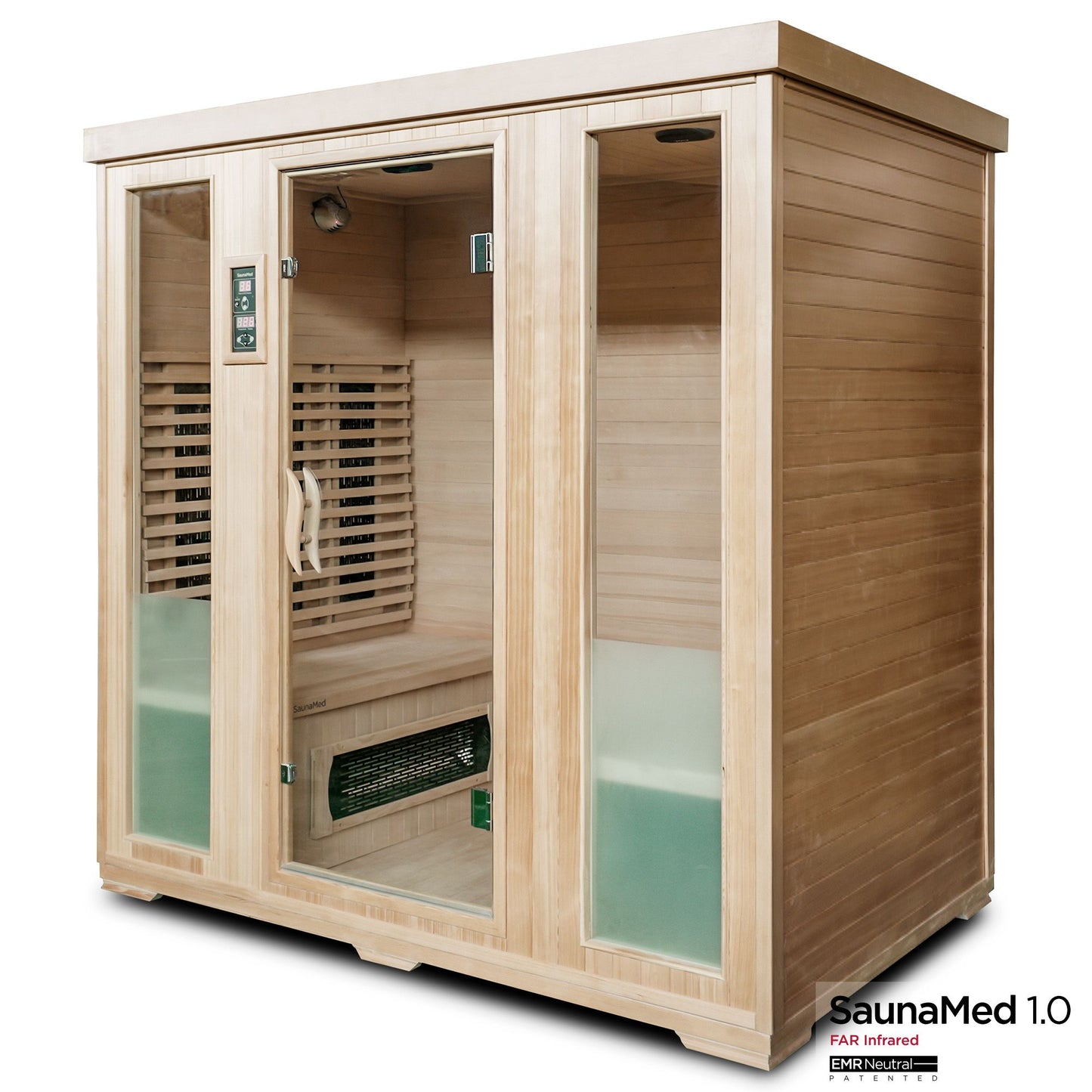SaunaMed 4 Person Classic Hemlock FAR Infrared Domestic Indoor Sauna - EMR Neutral - 13A Plug & Play