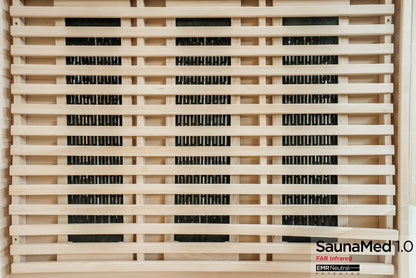SaunaMed 4 Person Classic Hemlock FAR Infrared Domestic Indoor Sauna - EMR Neutral - 13A Plug & Play