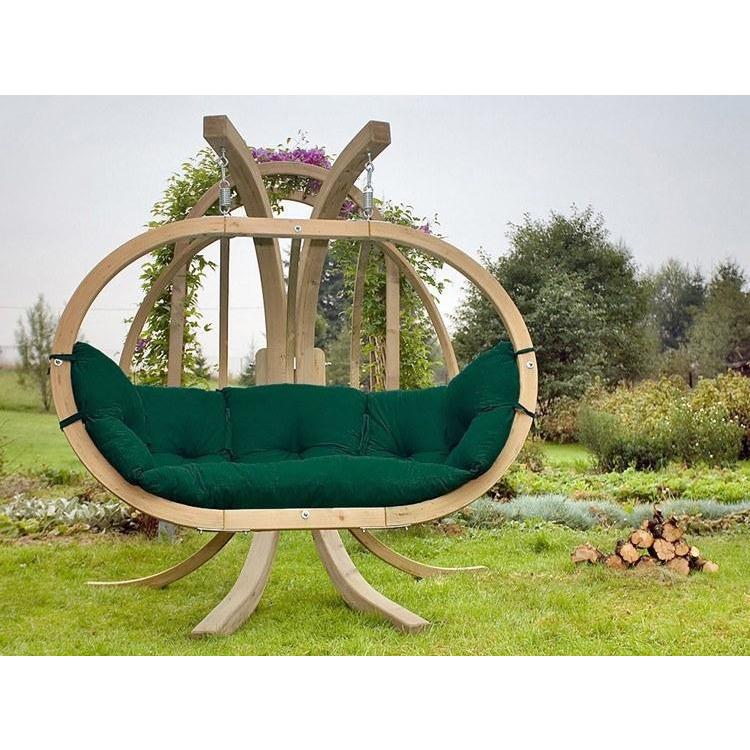 Globo Royal Verde Green Double Seater Hanging Chair (Weatherproof Cushion) - Amazonas Online UK
