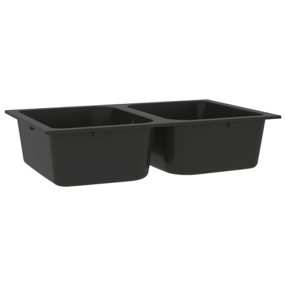 vidaXL Kitchen Sink Black 76 x 48 x 30 cm Quartz and Resin