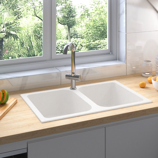 vidaXL Kitchen Sink White 76 x 48 x 30 cm Quartz and Resin