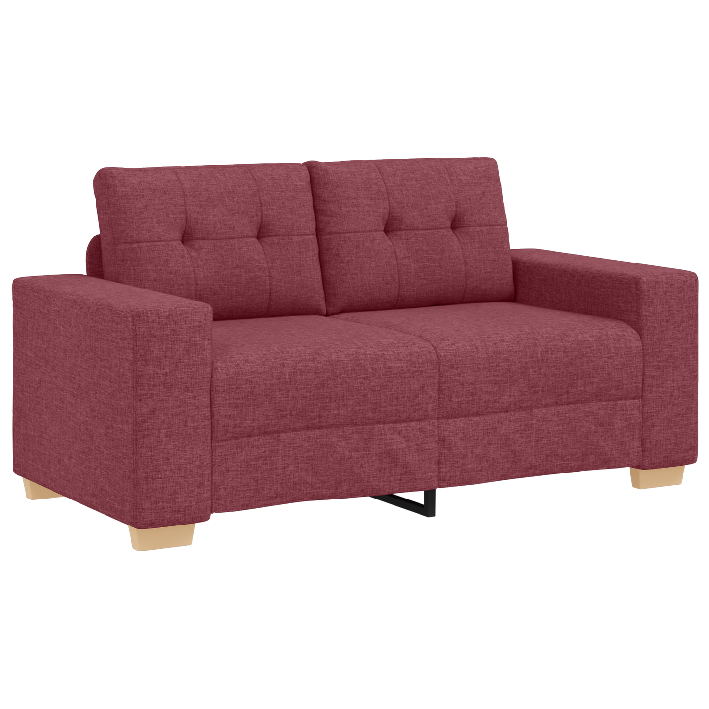 vidaXL 3-Piece Sofa Set with Cushions in Wine Red Fabric