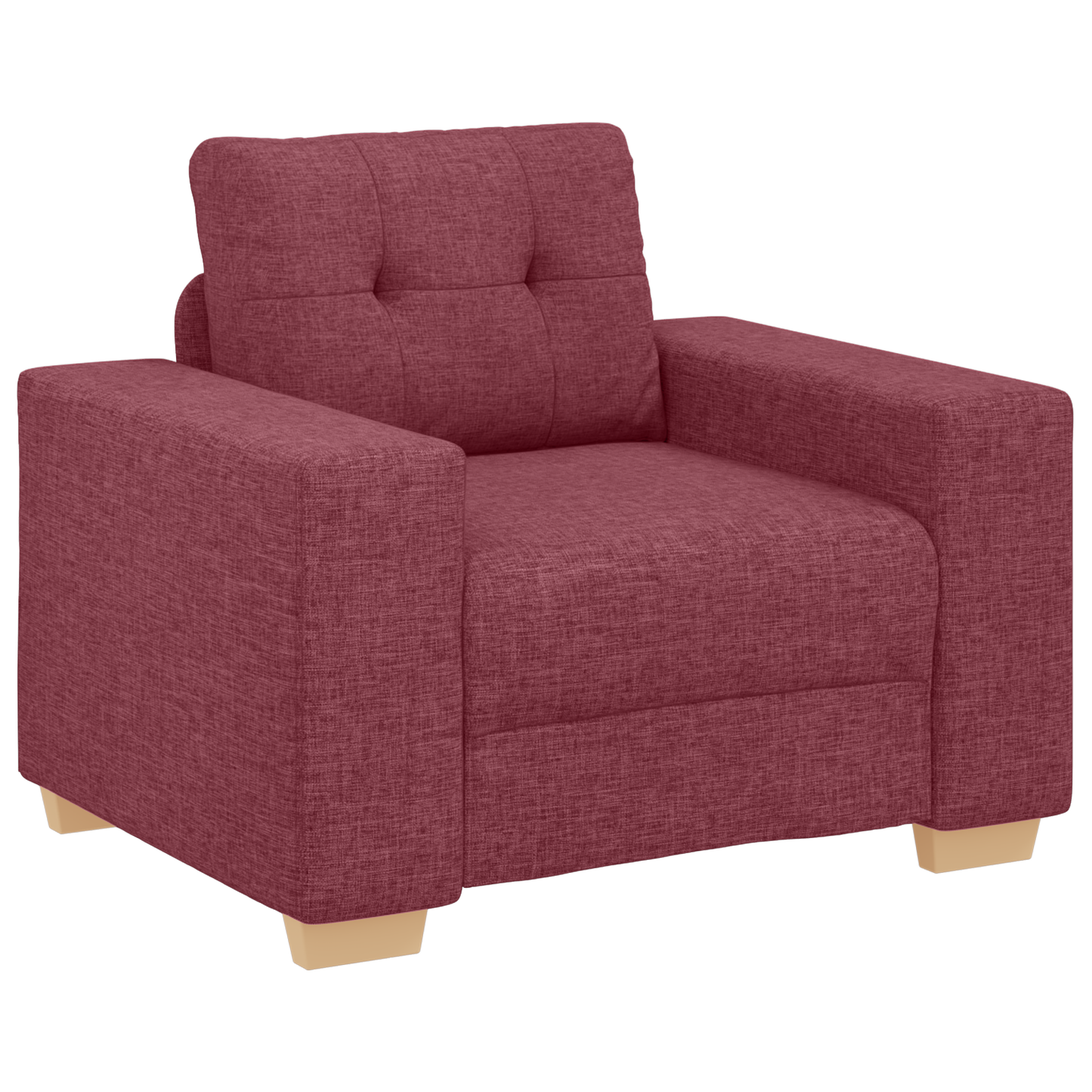 vidaXL 3-Piece Sofa Set with Cushions in Wine Red Fabric