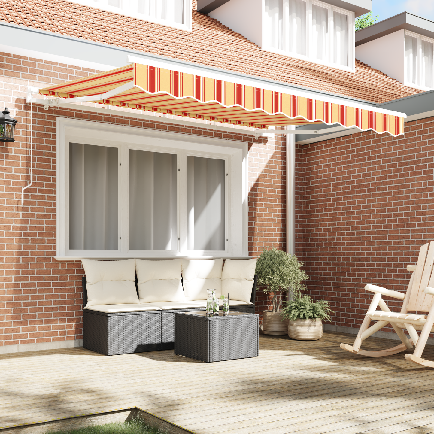 vidaXL Retractable Awning Yellow and Orange 250 x 200 cm Fabric