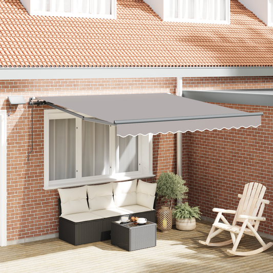 vidaXL Manual Retractable Awning with LED Light Grey 300x250 cm
