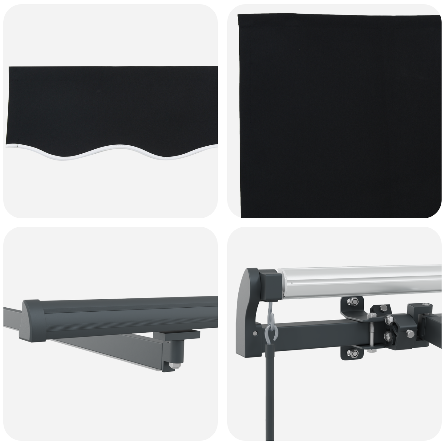 vidaXL Manual Retractable Awning with LED Black 350x250 cm