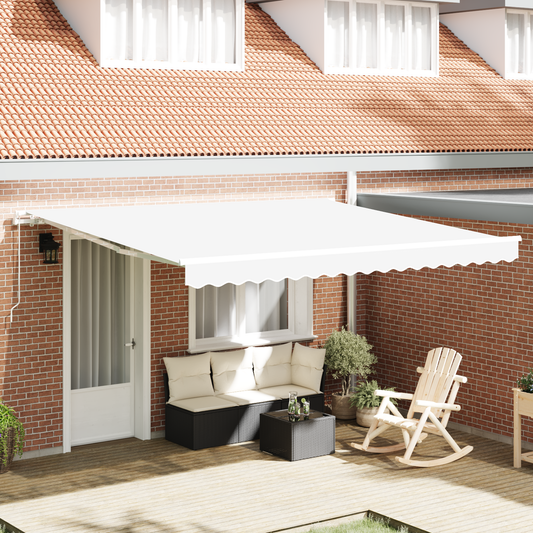 vidaXL Manual Retractable Awning White 400x300 cm