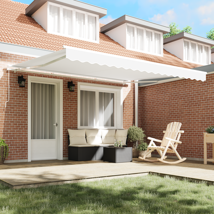 vidaXL Manual Retractable Awning White 400x300 cm