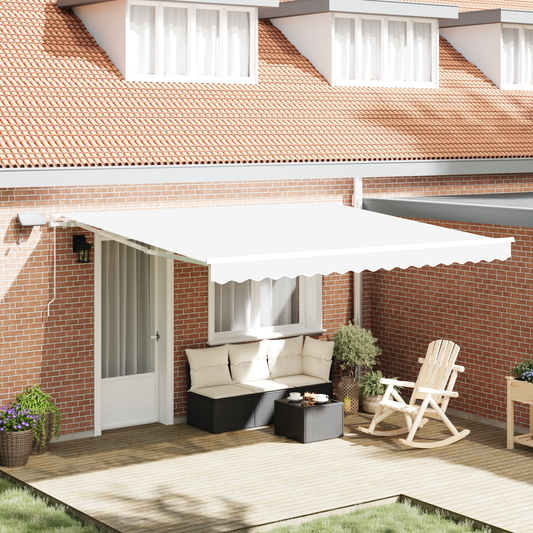 vidaXL Manual Retractable Awning with LED White 400x300 cm