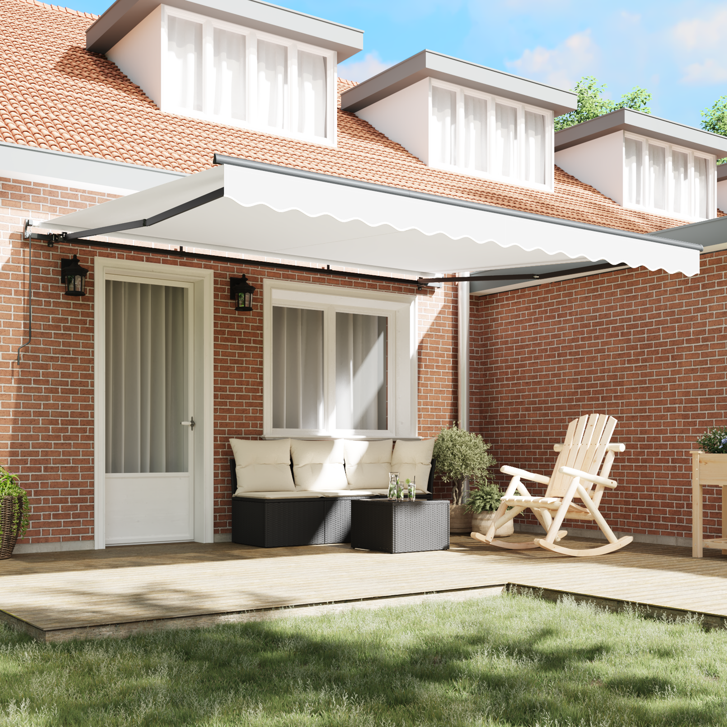 vidaXL Manual Retractable Awning White 400x300 cm