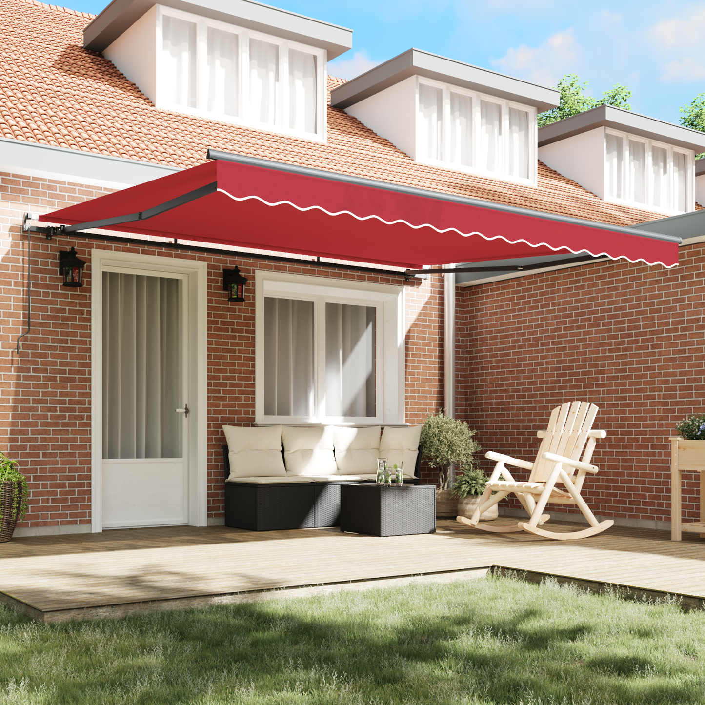 vidaXL Manual Retractable Awning Red 400x300 cm