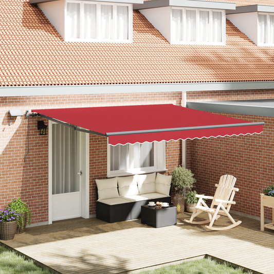 vidaXL Manual Retractable Awning with LED Red 400x300 cm