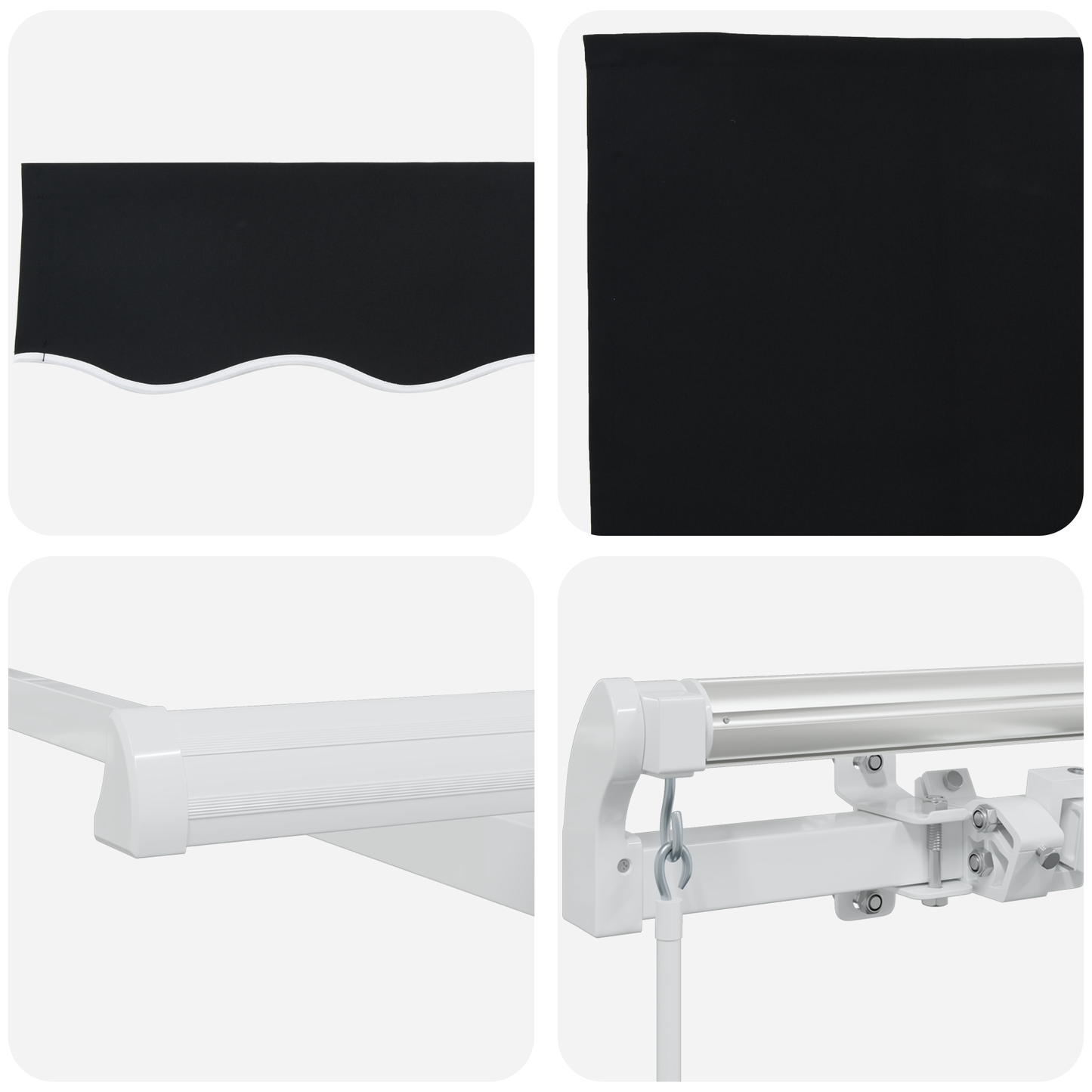vidaXL Manual Retractable Awning Black 400x350 cm