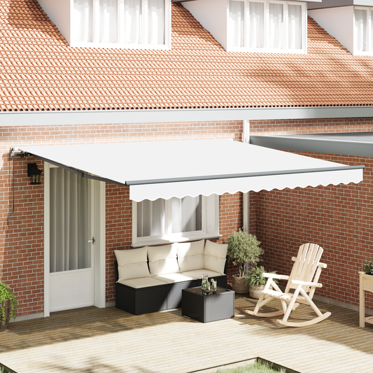 vidaXL Manual Retractable Awning White 400x350 cm