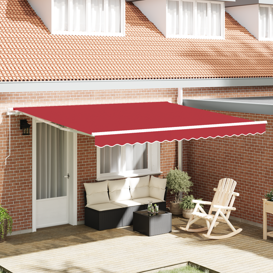 vidaXL Manual Retractable Awning Red 400x350 cm