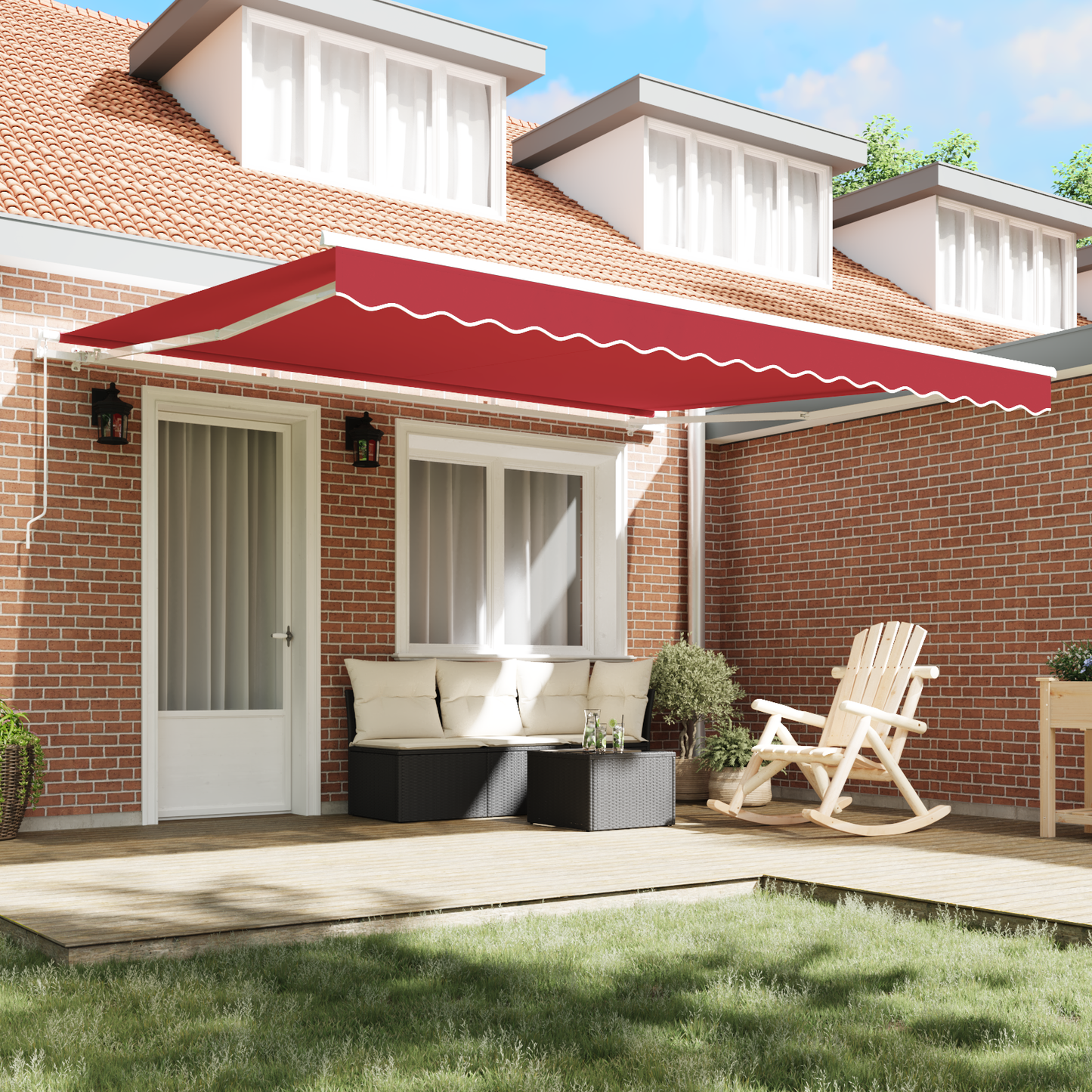 vidaXL Manual Retractable Awning Red 400x350 cm