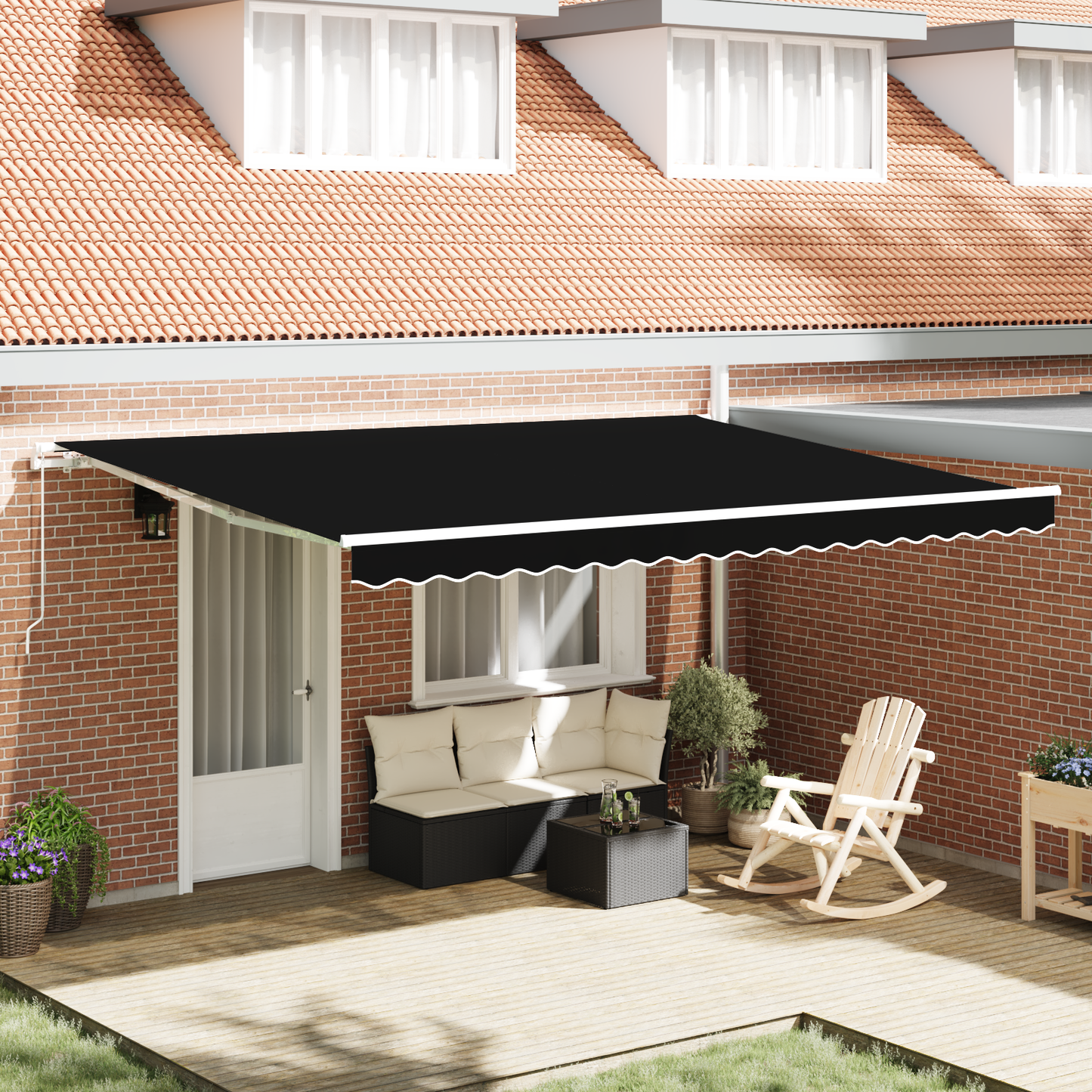 vidaXL Manual Retractable Awning Black 450x300 cm