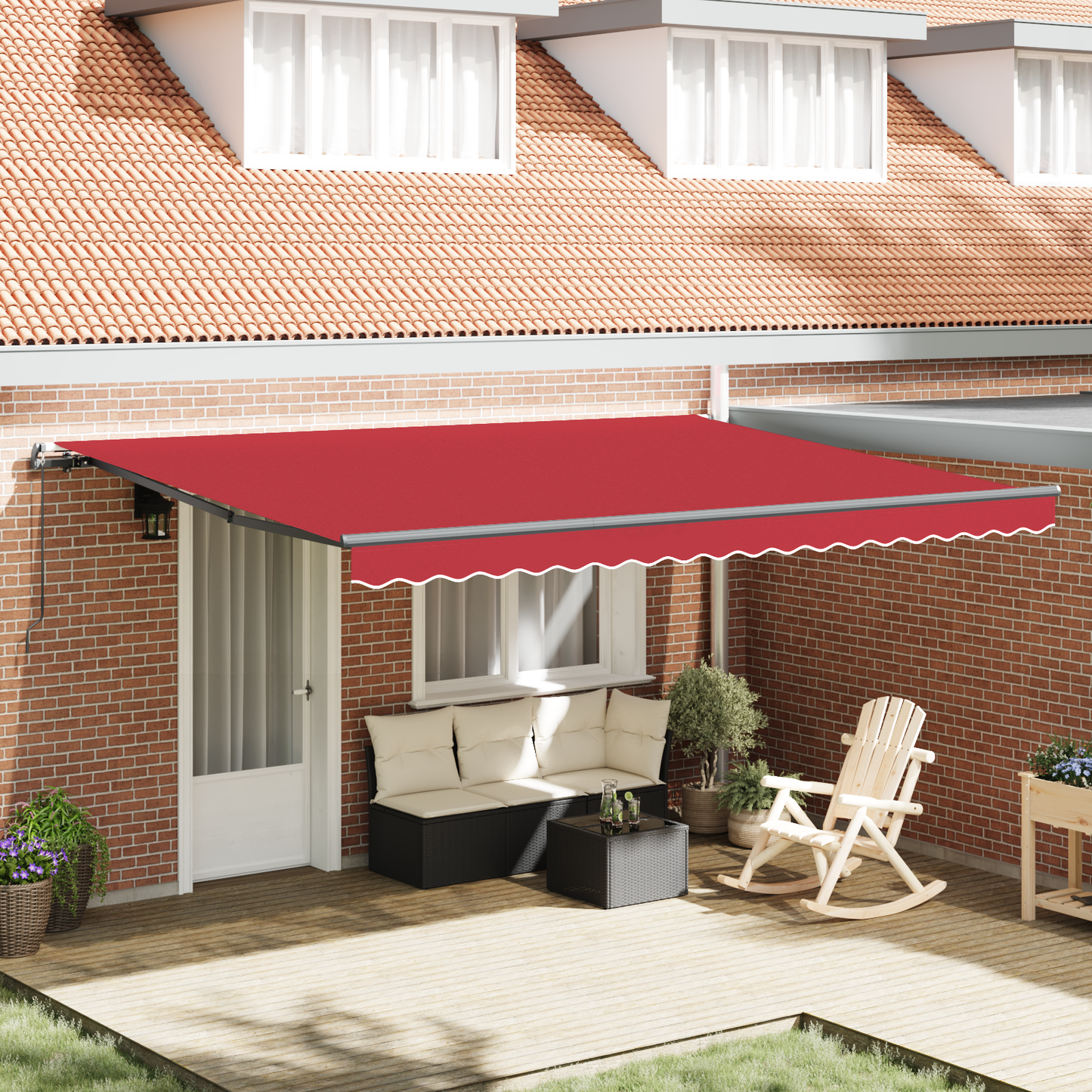 vidaXL Manual Retractable Awning Red 450x350 cm