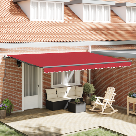 vidaXL Manual Retractable Awning Red 450x350 cm