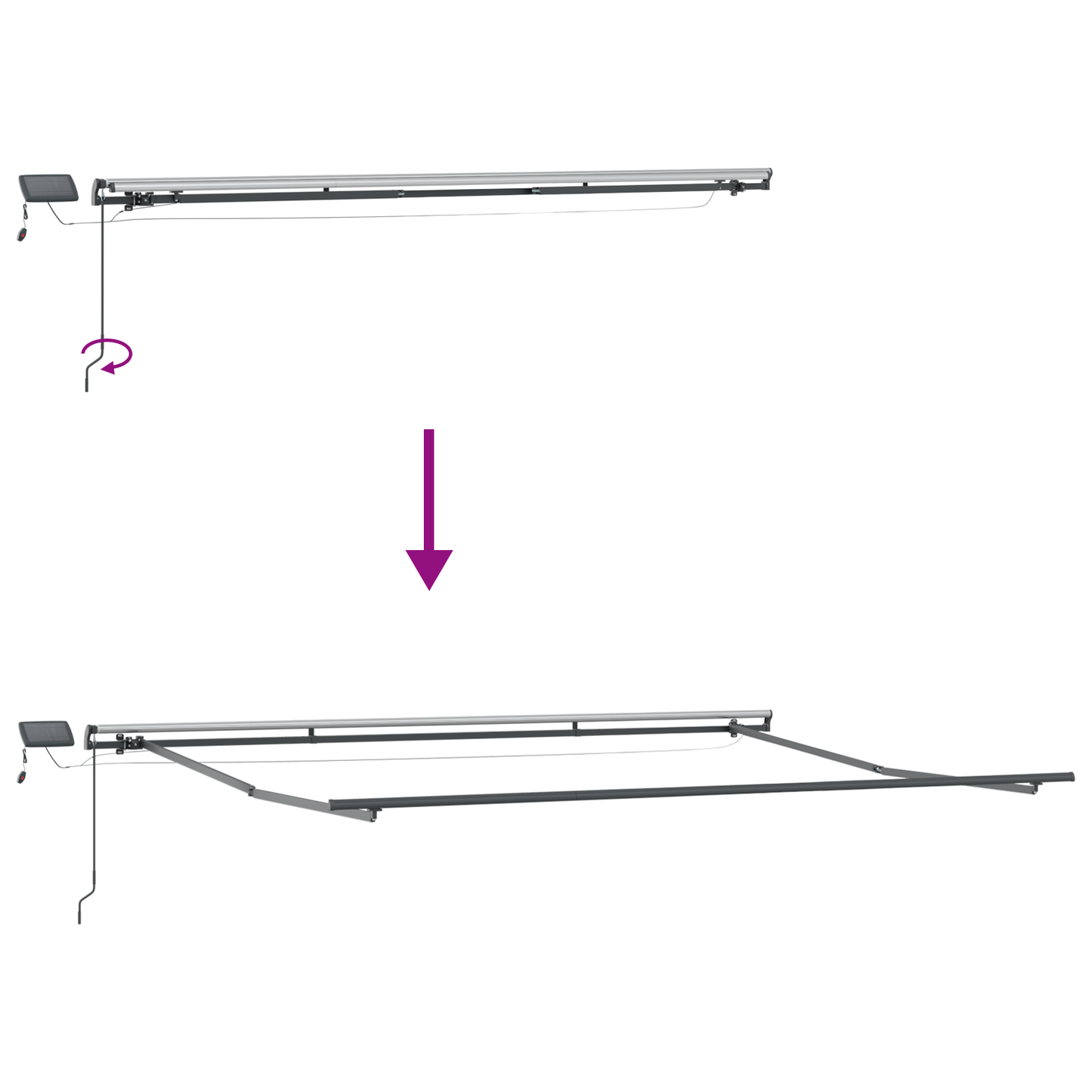 vidaXL Manual Retractable Awning with LED Yellow and Orange 500x350 cm