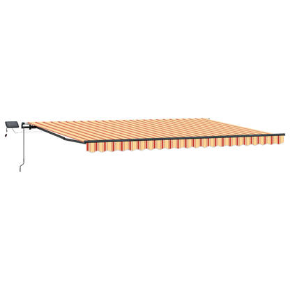vidaXL Manual Retractable Awning with LED Yellow and Orange 500x350 cm
