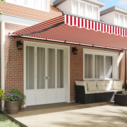 vidaXL Manual Retractable Awning Red and White Stripe 600x300 cm