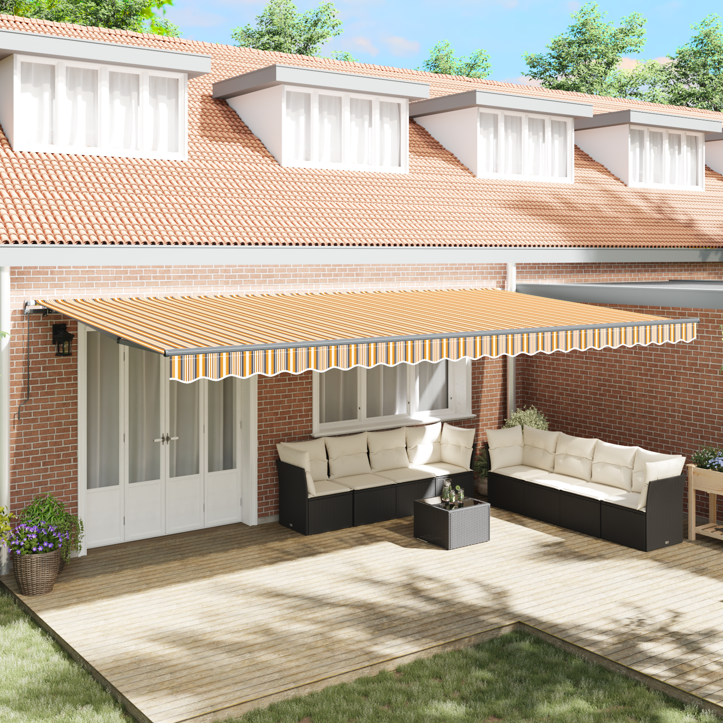 vidaXL Manual Retractable Awning Multicolour Stripe 600x300 cm