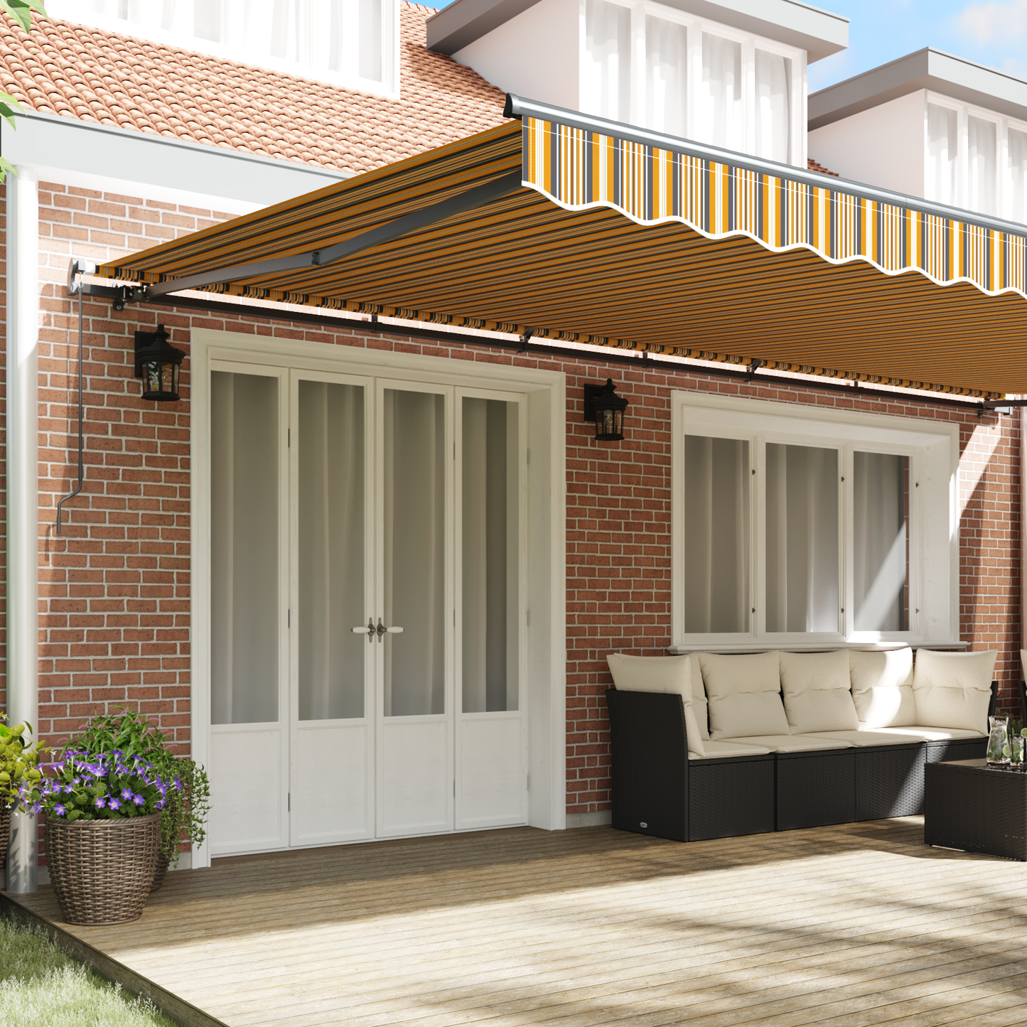 vidaXL Manual Retractable Awning Multicolour Stripe 600x300 cm