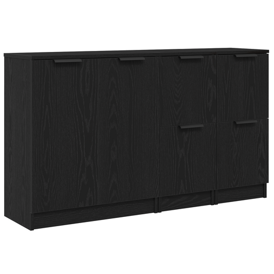 vidaXL Sideboard 3 pcs Black Oak Engineered Wood