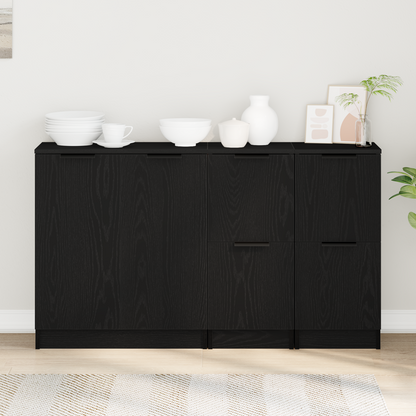 vidaXL Sideboard 3 pcs Black Oak Engineered Wood