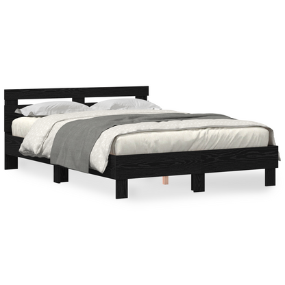 vidaXL Black Bed Frame Black oak Wood 140 x 190 cm Durable