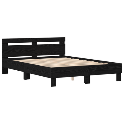 vidaXL Black Bed Frame Black oak Wood 140 x 190 cm Durable