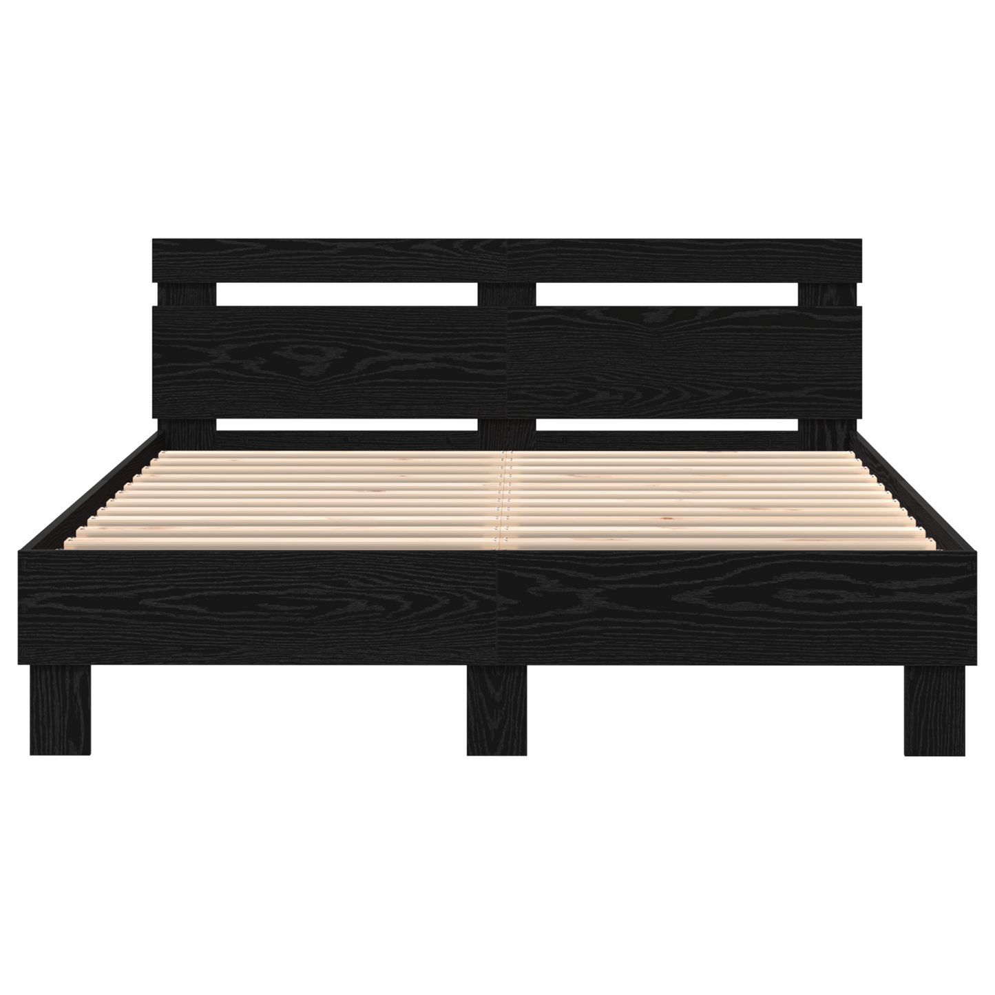 vidaXL Black Bed Frame Black oak Wood 140 x 190 cm Durable