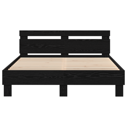 vidaXL Black Bed Frame Black oak Wood 140 x 190 cm Durable