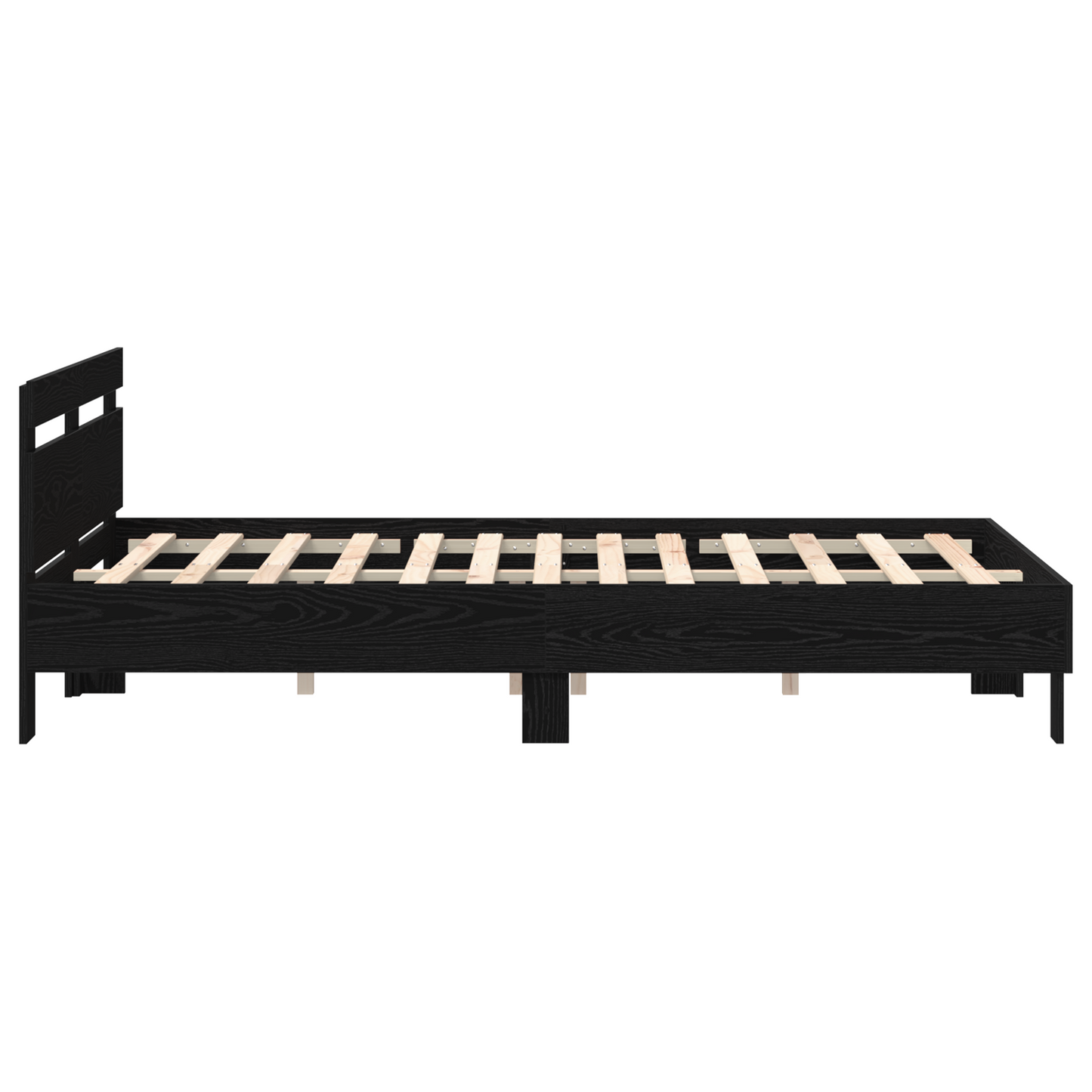 vidaXL Black Bed Frame Black oak Wood 140 x 190 cm Durable