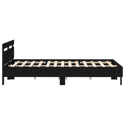 vidaXL Black Bed Frame Black oak Wood 140 x 190 cm Durable