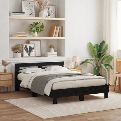 vidaXL Black Bed Frame Black oak Wood 140 x 190 cm Durable