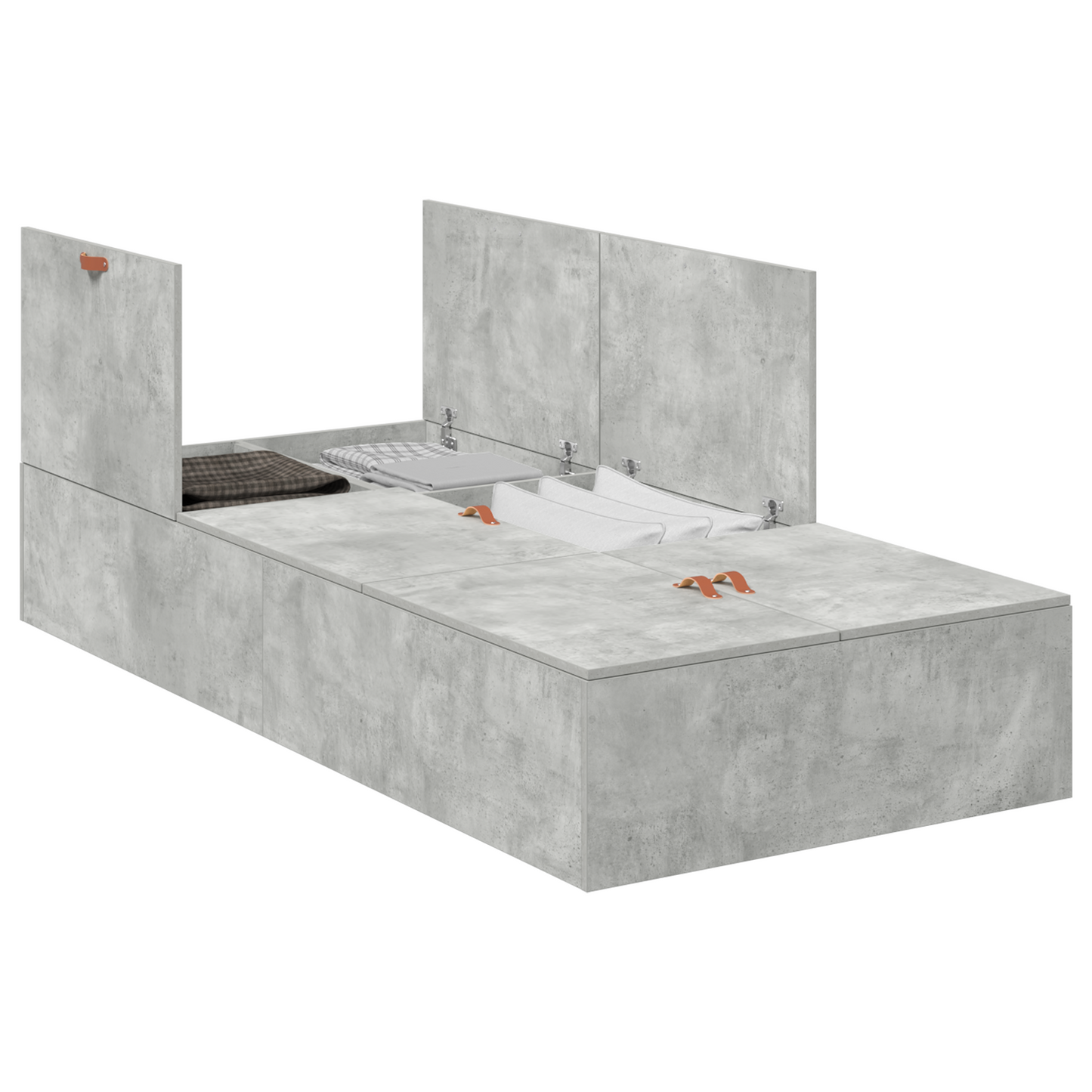 vidaXL Storage Bed Frame Concrete Grey 80x200 cm