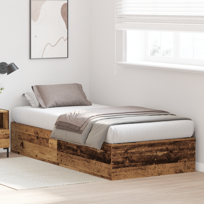 vidaXL Storage Bed Frame Old Wood 80x200 cm