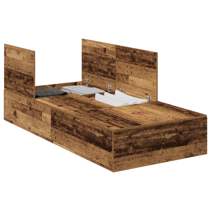 vidaXL Storage Bed Frame Old Wood 80x200 cm
