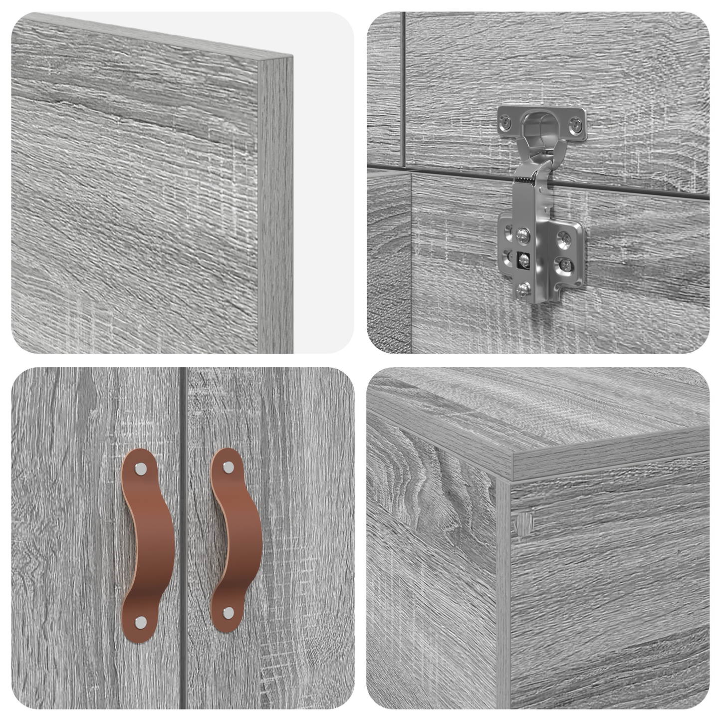 vidaXL Storage Bed Frame Grey Sonoma 90x200 cm