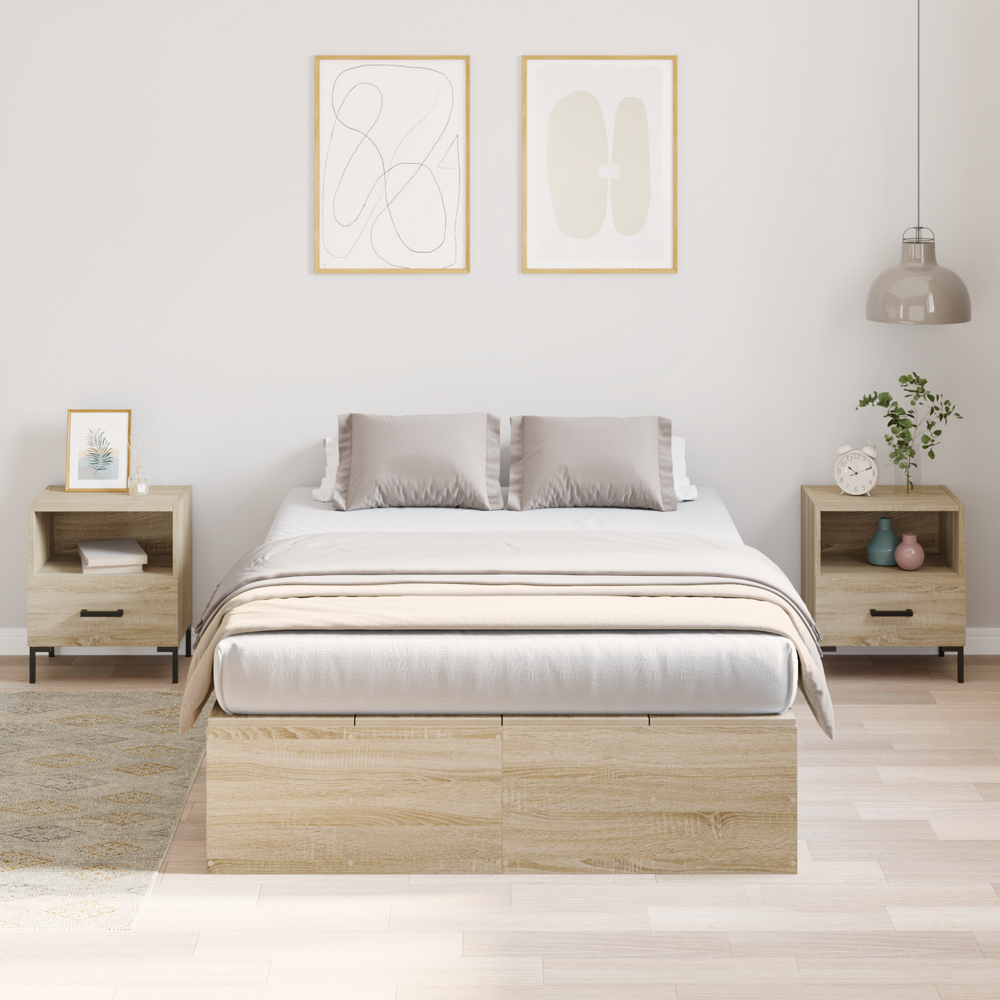 vidaXL Storage Bed Frame Sonoma Oak 120x200 cm