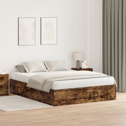 vidaXL Storage Bed Frame Smoked Oak 150x200 cm