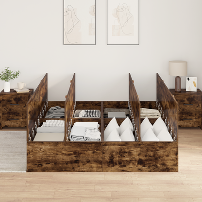 vidaXL Storage Bed Frame Smoked Oak 150x200 cm