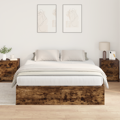 vidaXL Storage Bed Frame Smoked Oak 150x200 cm