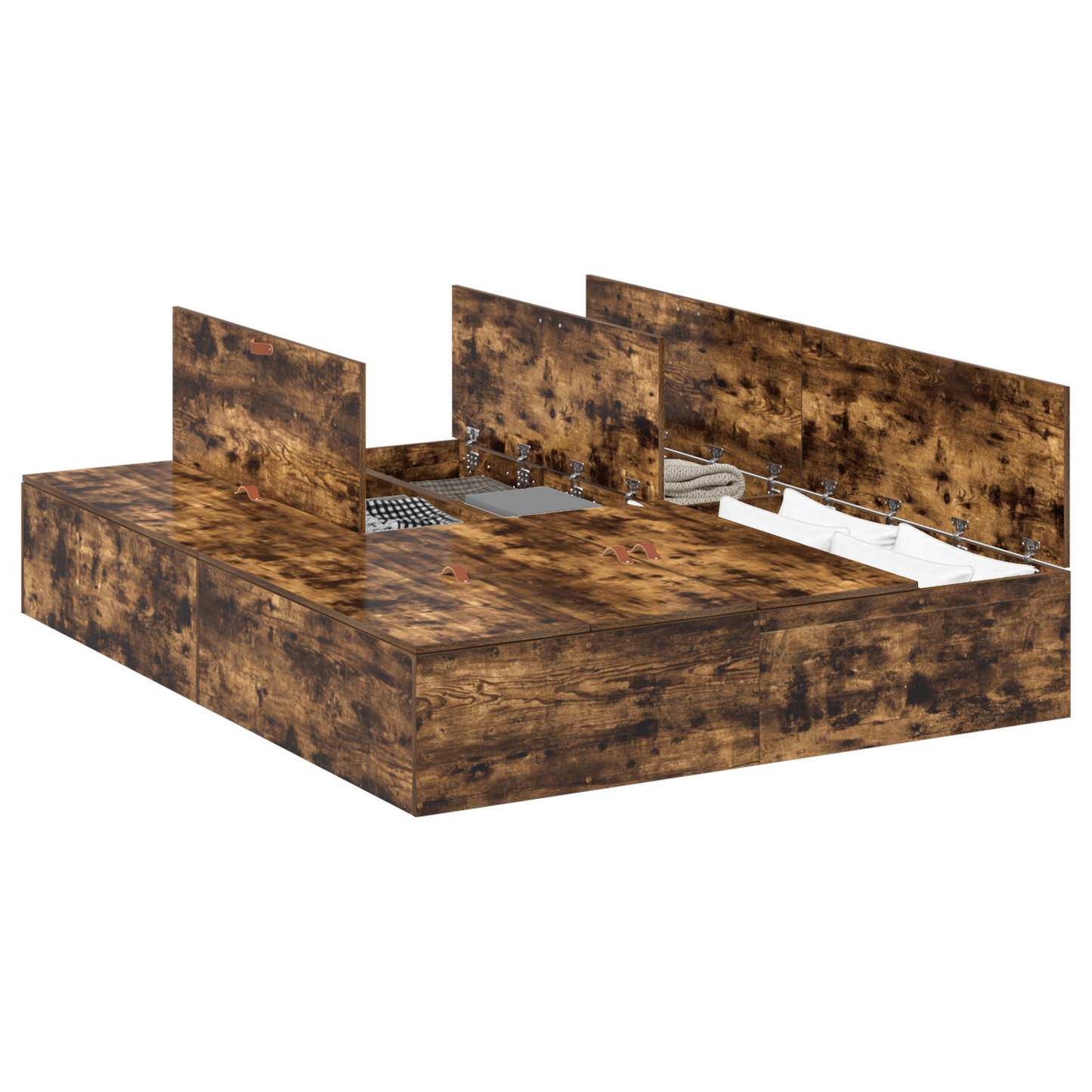 vidaXL Storage Bed Frame Smoked Oak 150x200 cm